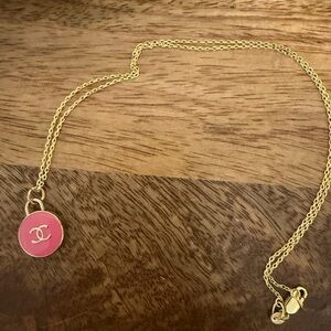 Gold Necklace with Pink Pendant